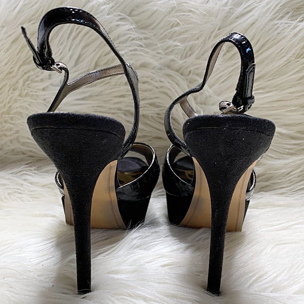 Sam Edelman Mason Embossed Leather Strappy Sandal in Black - Picture 7 of 13